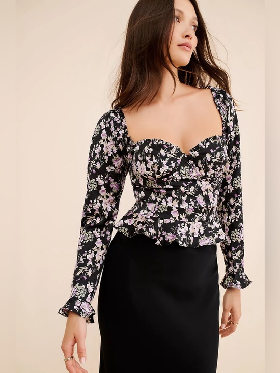 Astr Tops - ASTR the Label Floral Corset Long Sleeve Top